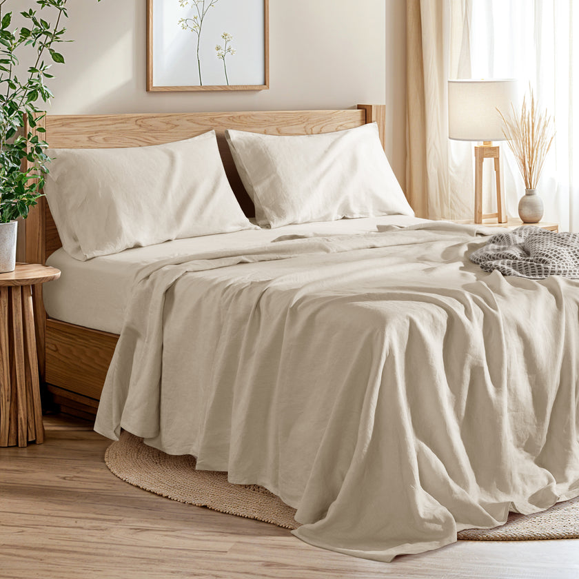 Linen bed sheet set