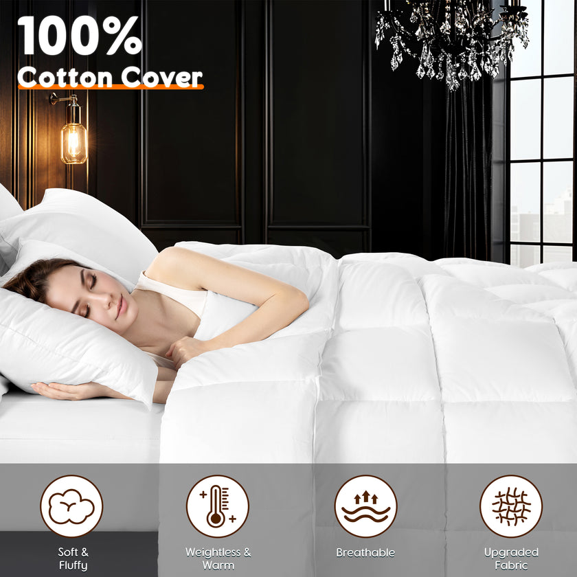 Down Feather Comforter Duvet Insert with Cotton Cover