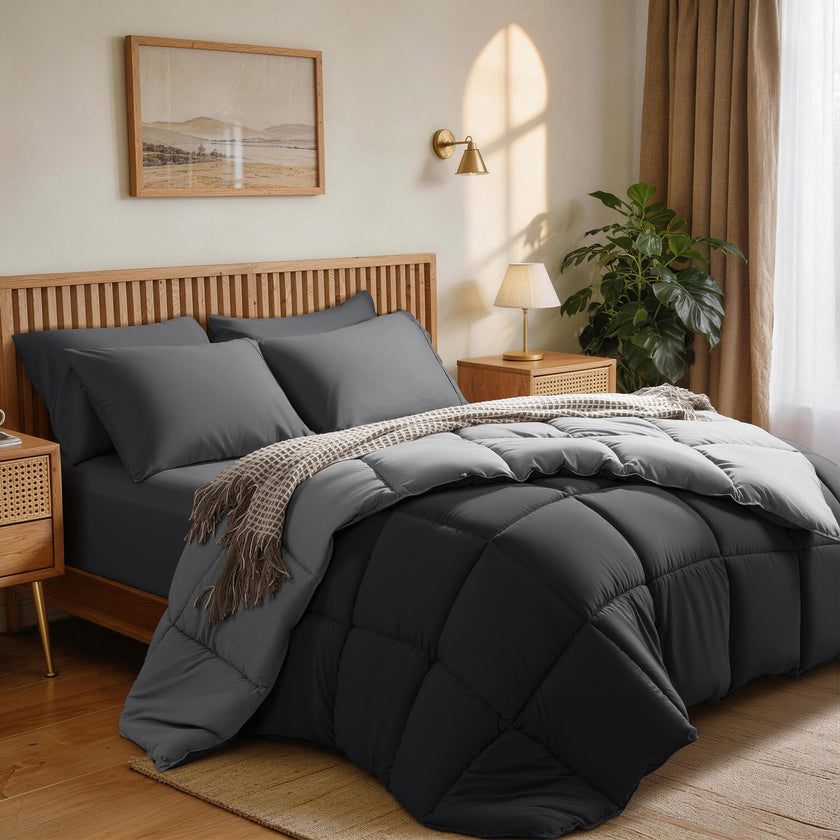 Down Alternative Comforter – All Season Quilted Microfiber, Soft Lightweight Bedding