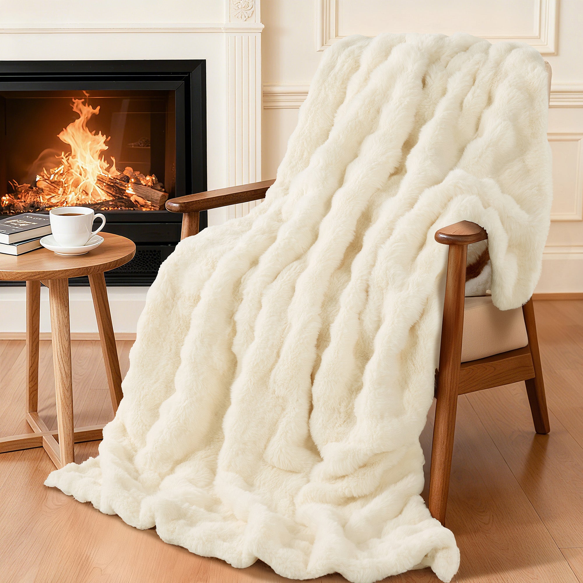 Faux Rabbit Fur Throw Blanket