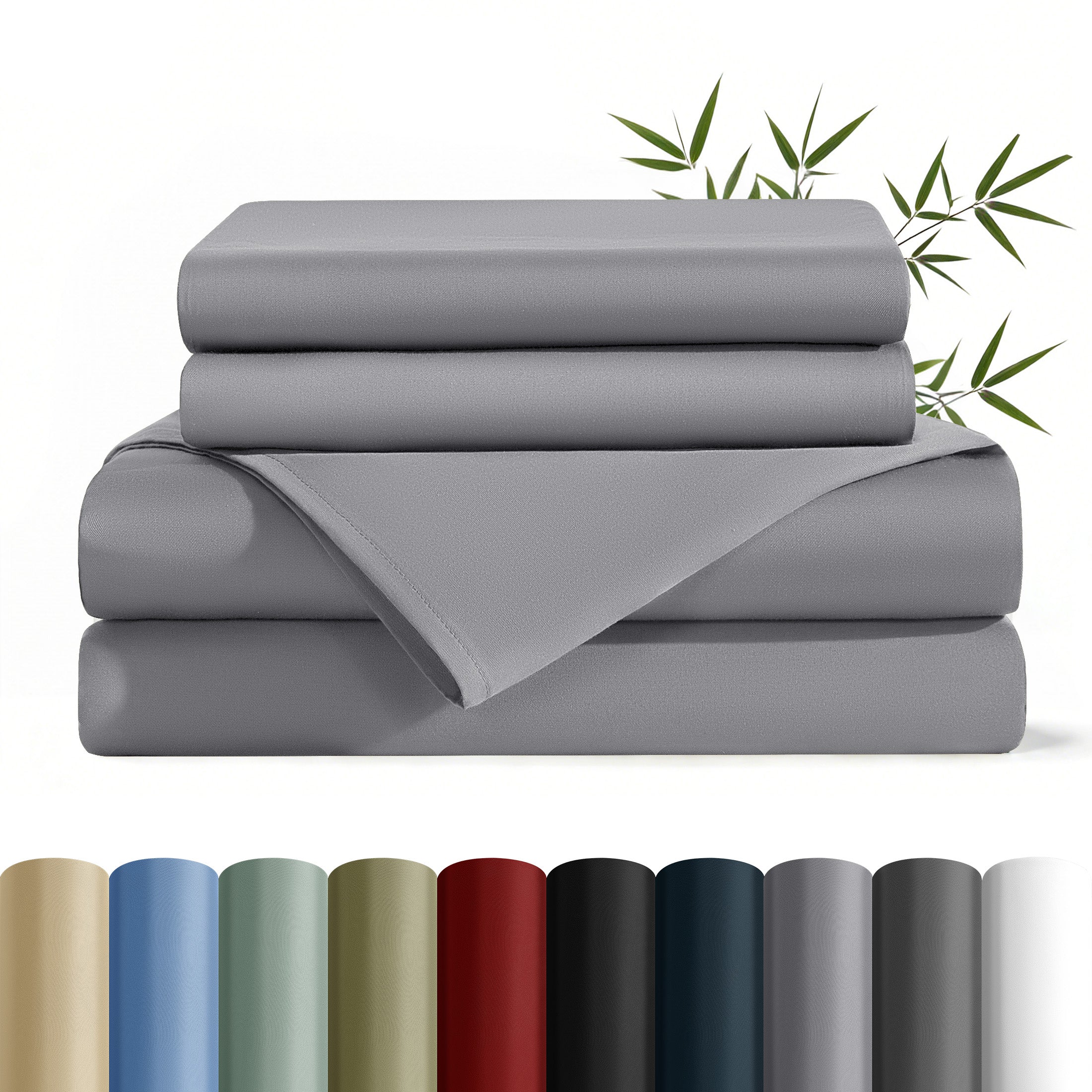 AiAngu 3/4 Pieces Bamboo Bed Sheet Set