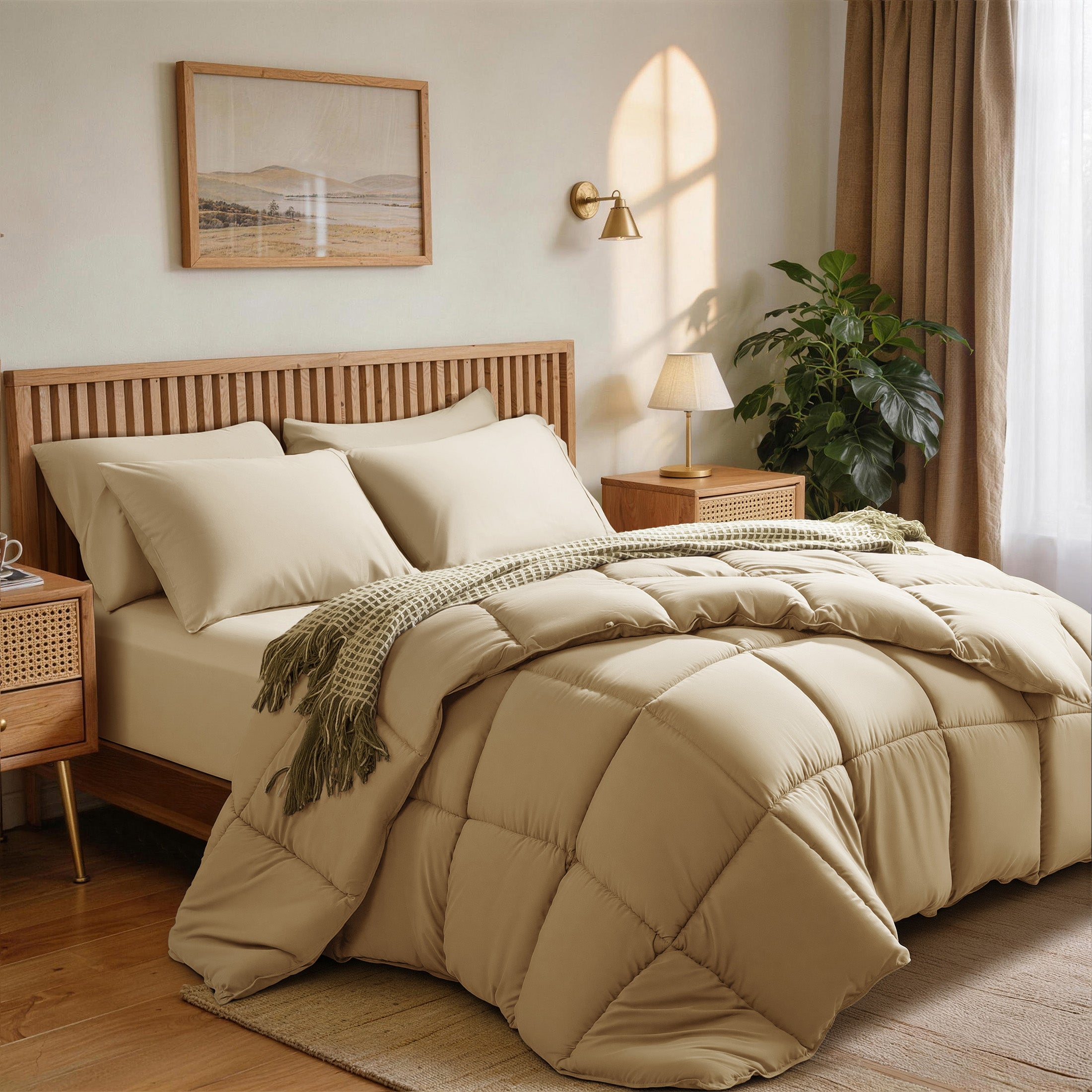Down Alternative Comforter – All Season Quilted Microfiber, Soft Lightweight Bedding