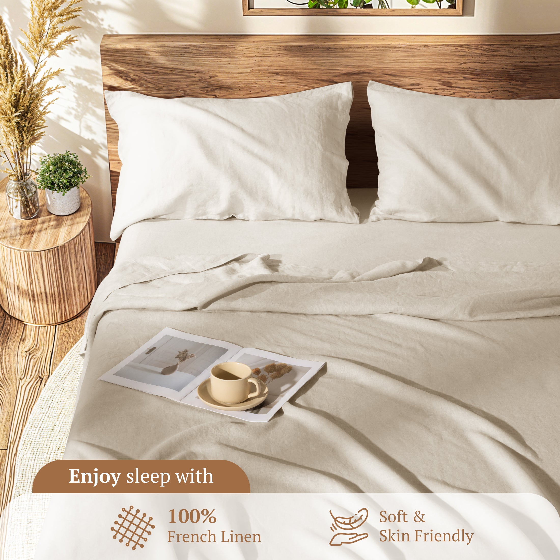 Linen bed sheet set