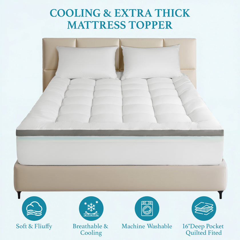Dual Layer 4 Inch Memory Foam Mattress Topper