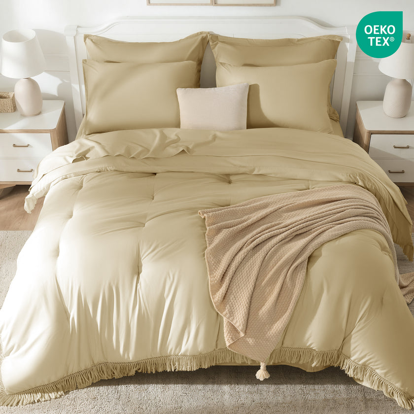 7 Pieces Tassels Boho Comforter Set