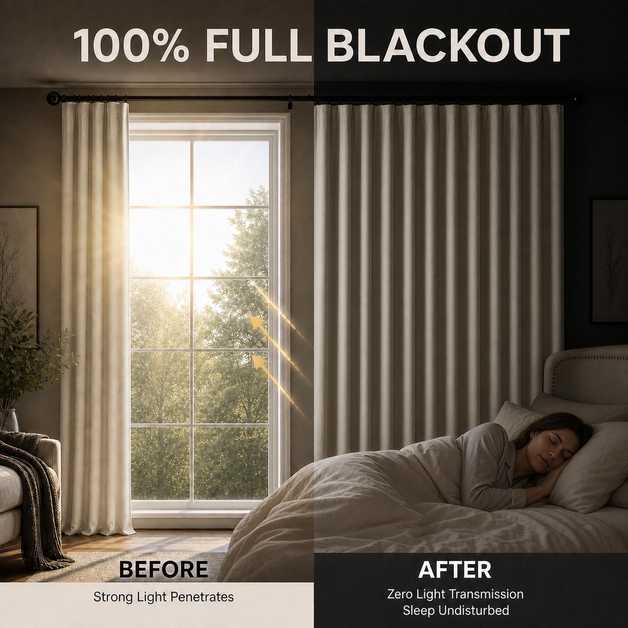 Linen Blend Full Blackout Curtains