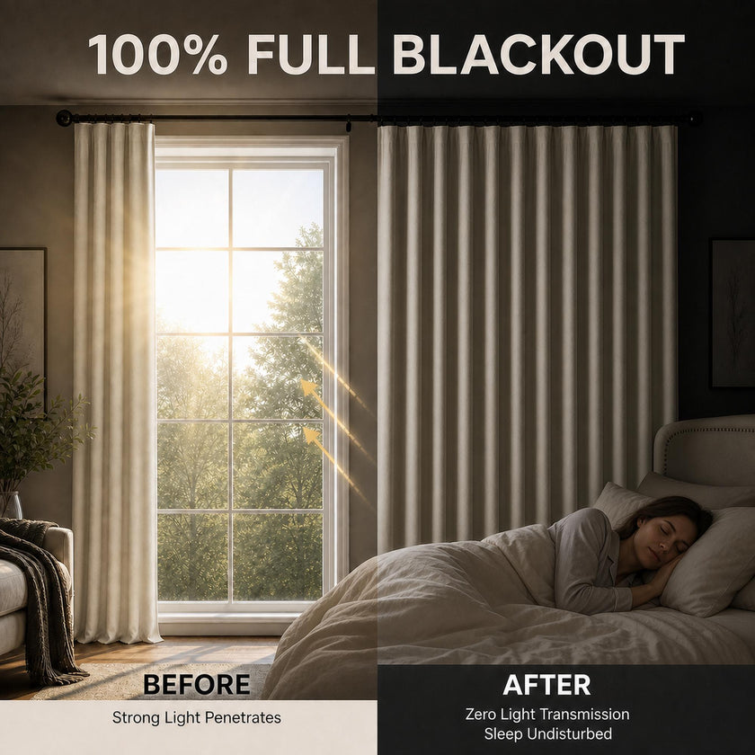 Linen Blend Full Blackout Curtains