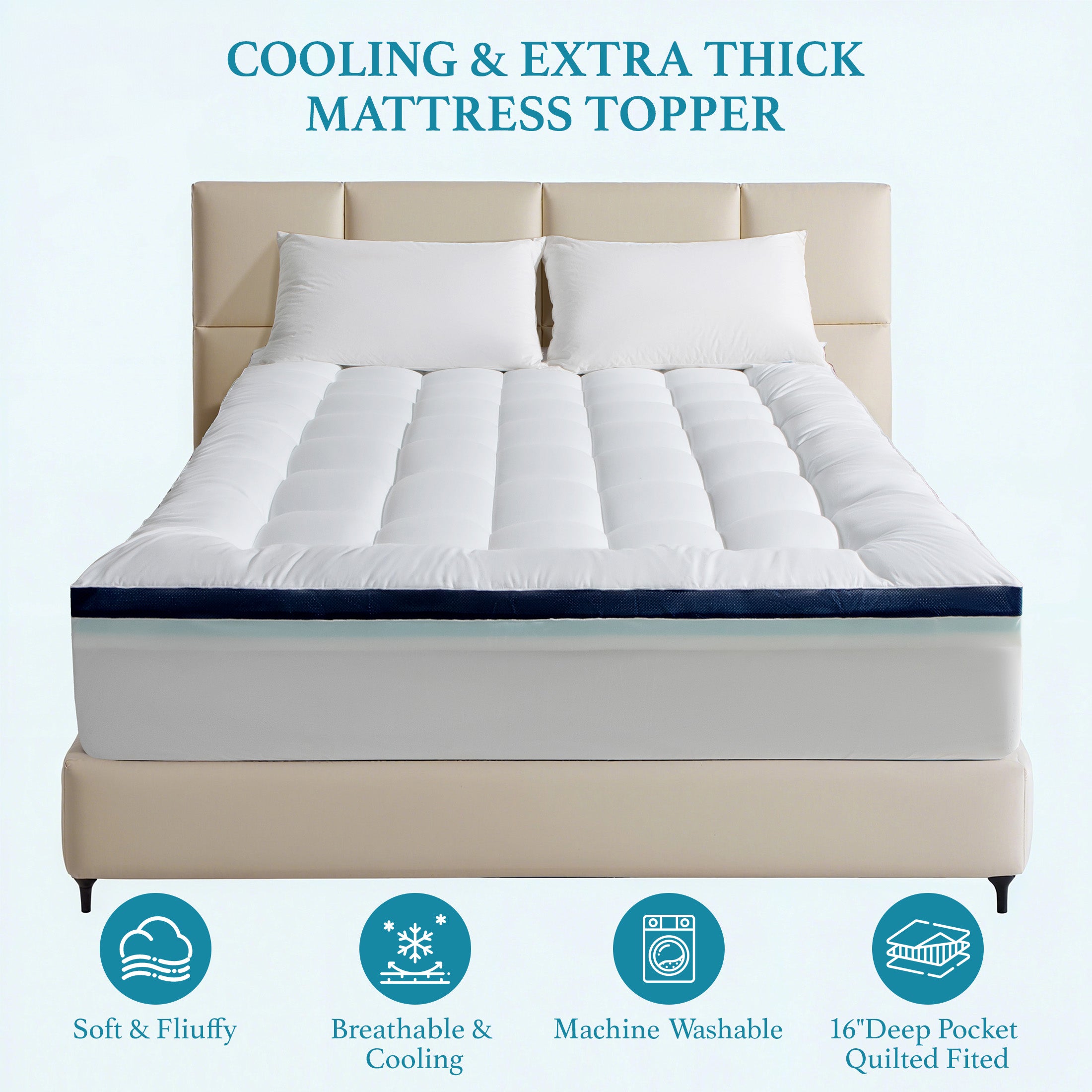 Dual Layer 4 Inch Memory Foam Mattress Topper