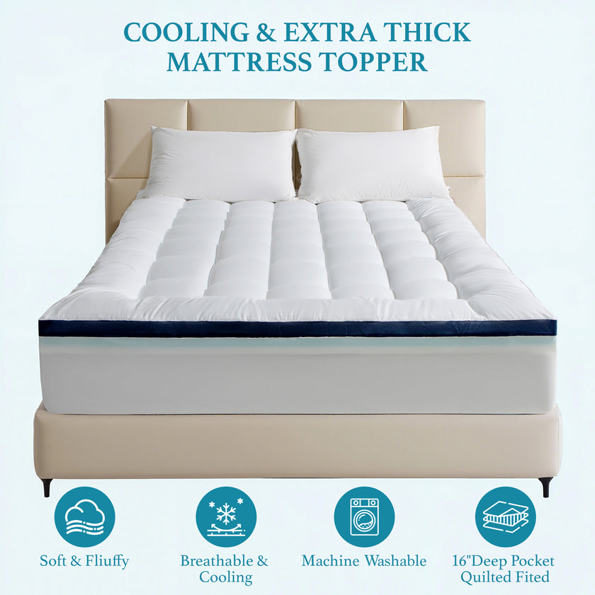 Dual Layer 4 Inch Memory Foam Mattress Topper