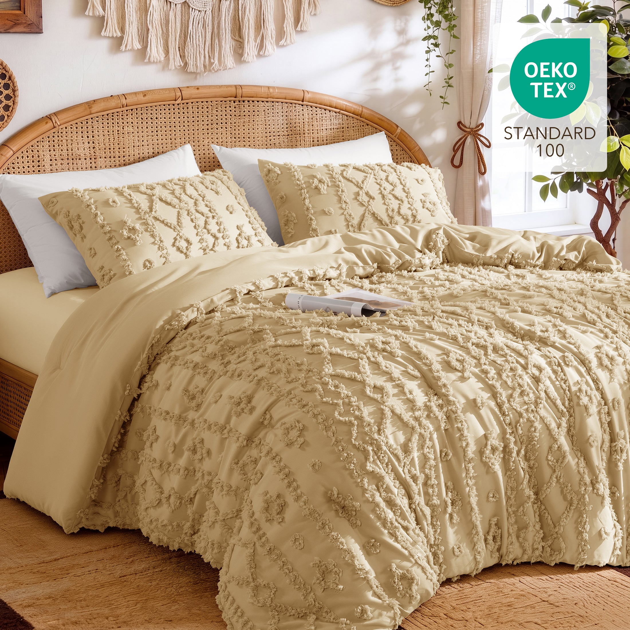 3 Piece Tufted Boho Comforter Set