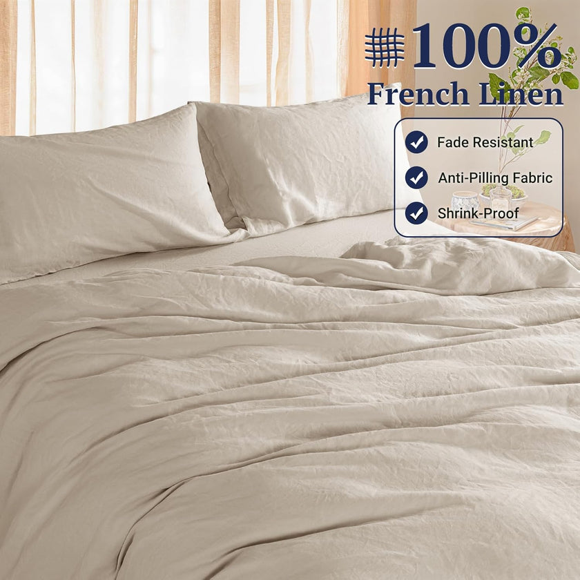 Natural Linen Duvet Cover Set 3PC