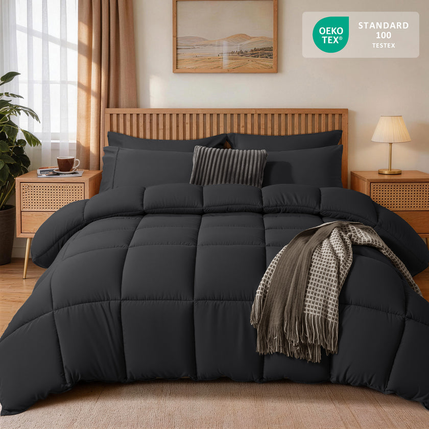 Down Alternative Comforter – All Season Quilted Microfiber, Soft Lightweight Bedding