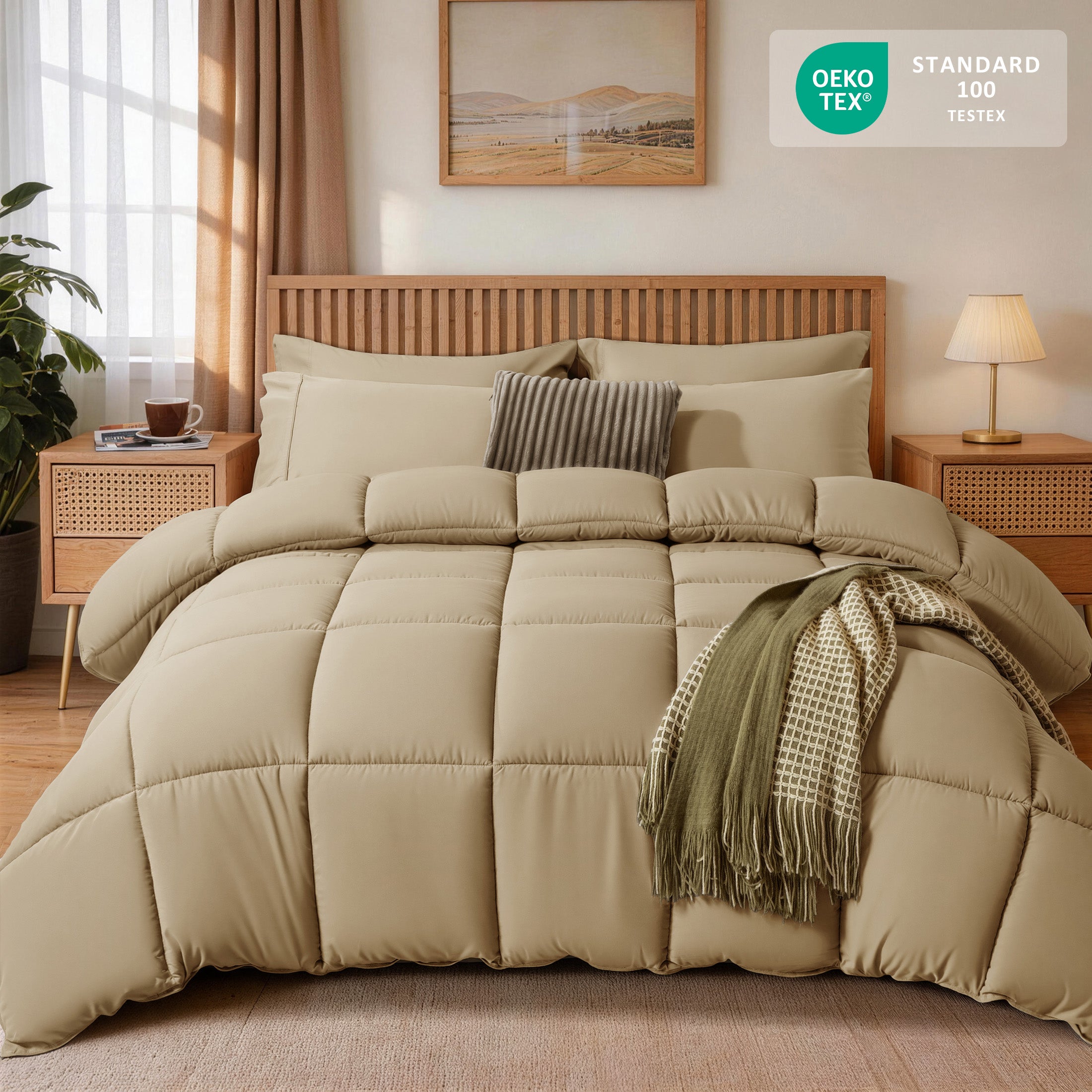 Down Alternative Comforter – All Season Quilted Microfiber, Soft Lightweight Bedding