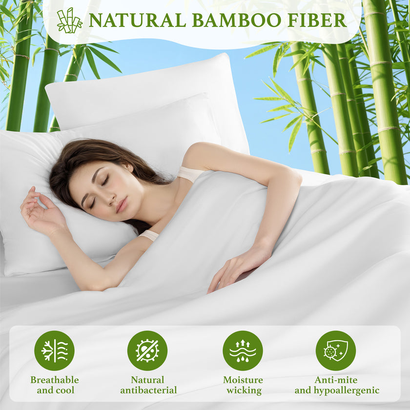4/ 6 Pieces 100% Organic Cooling Bamboo Sheets