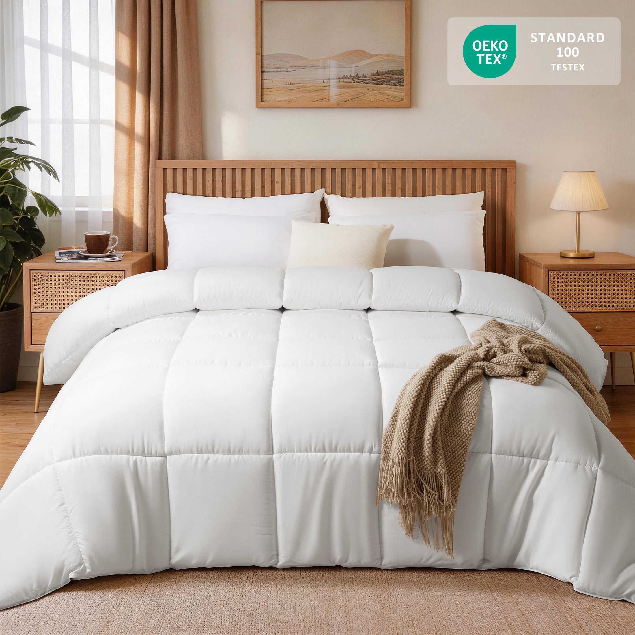 Down Alternative Comforter – All Season Quilted Microfiber, Soft Lightweight Bedding