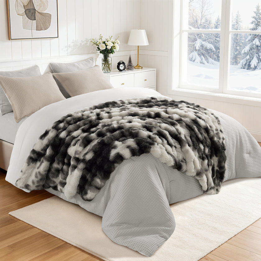 Faux Rabbit Fur Throw Blanket