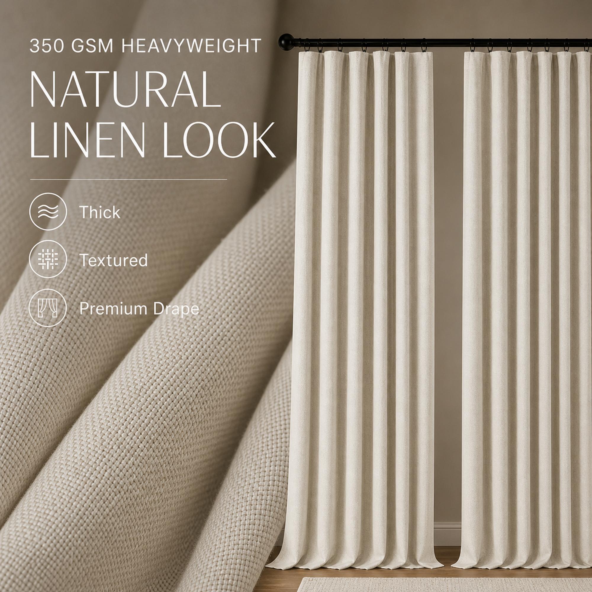 Linen Blend Full Blackout Curtains