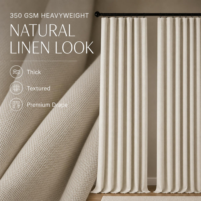Linen Blend Full Blackout Curtains