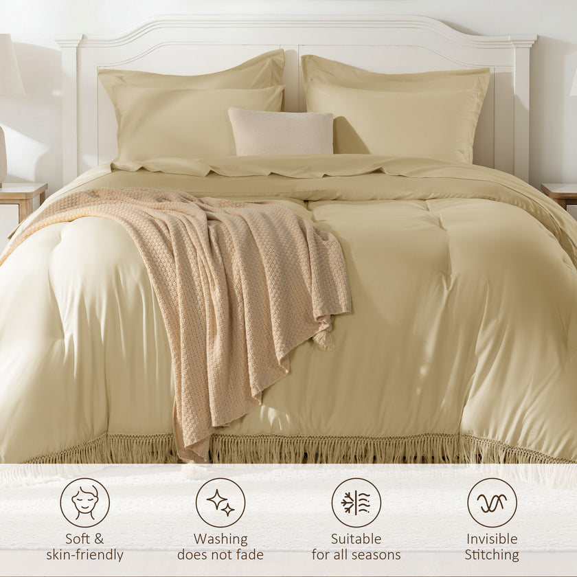 7 Pieces Tassels Boho Comforter Set