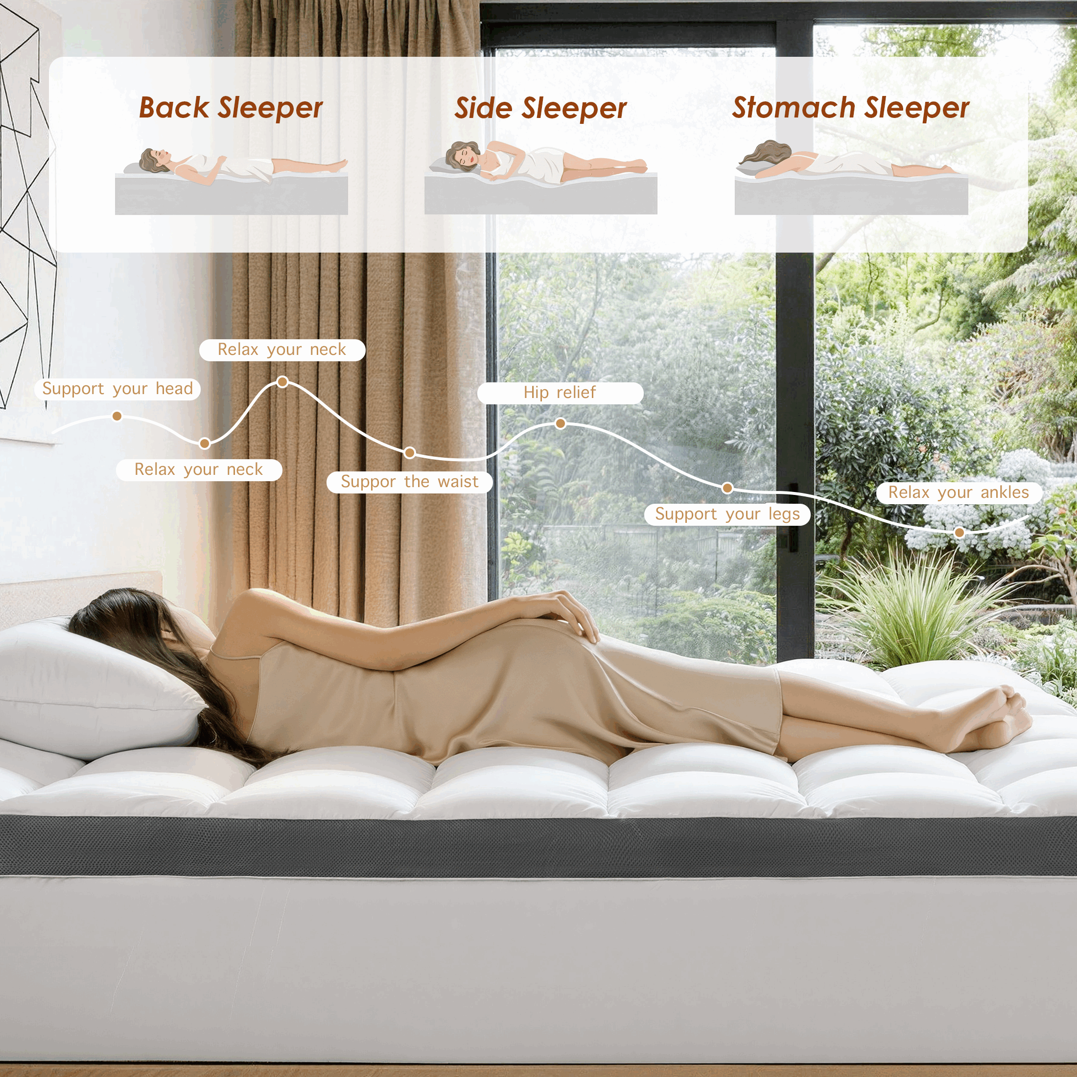 Breathable Plush Shredded Memory Foam Mattress Topper