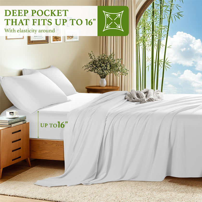 4/ 6 Pieces 100% Organic Cooling Bamboo Sheets