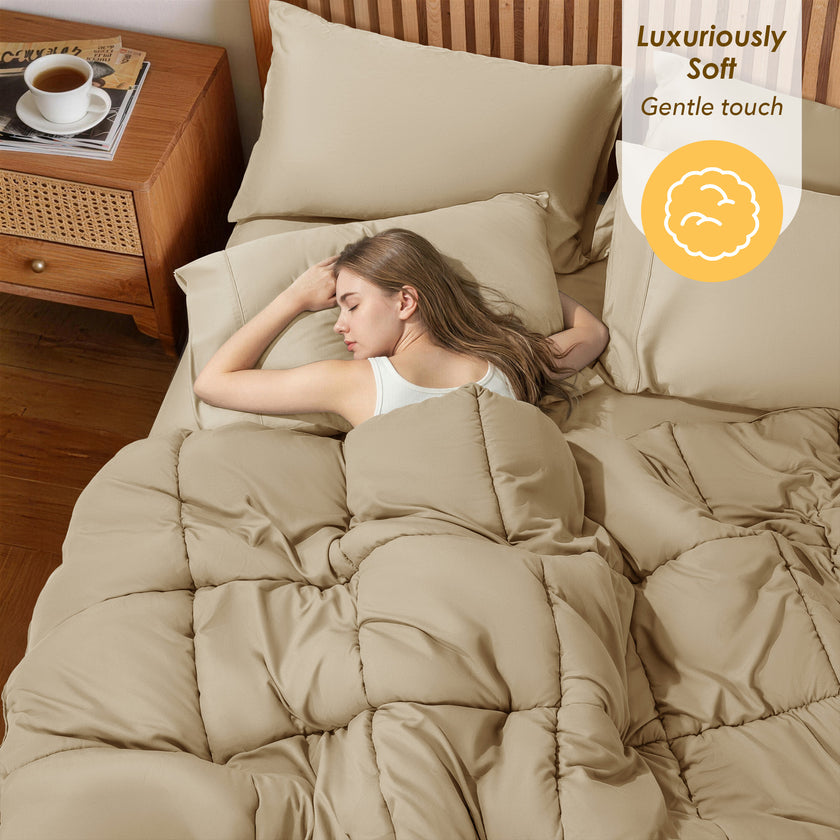 Down Alternative Comforter – All Season Quilted Microfiber, Soft Lightweight Bedding