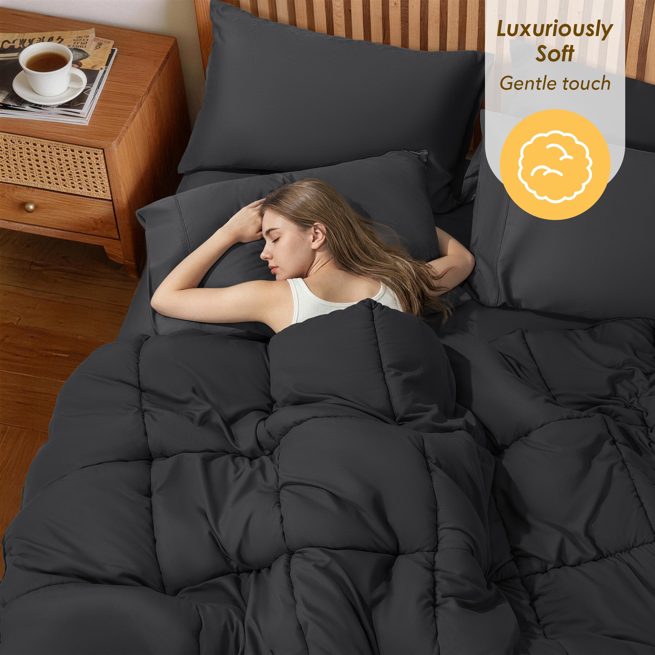 Down Alternative Comforter – All Season Quilted Microfiber, Soft Lightweight Bedding