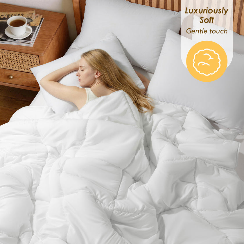 Down Alternative Comforter – All Season Quilted Microfiber, Soft Lightweight Bedding