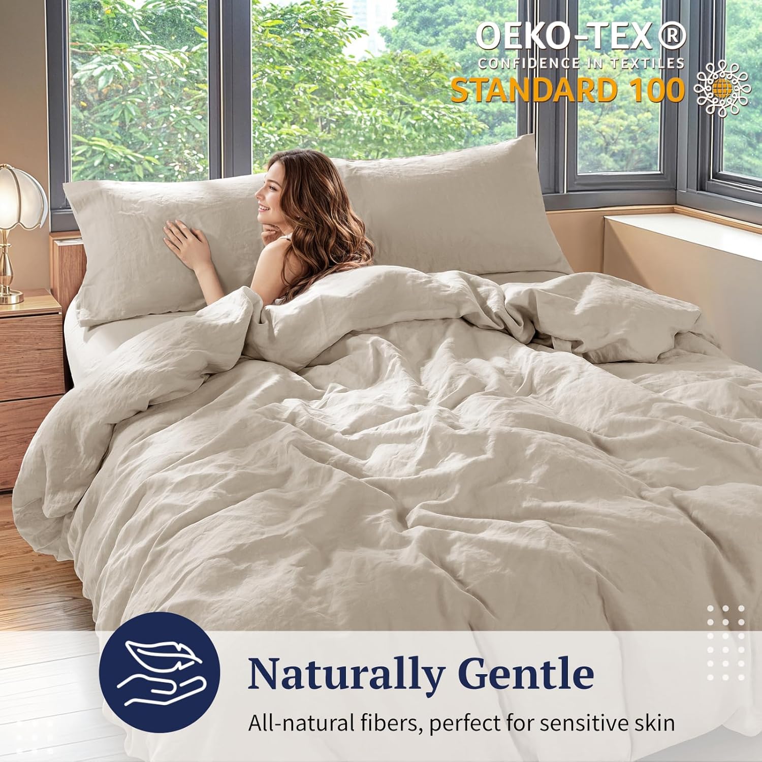 Natural Linen Duvet Cover Set 3PC