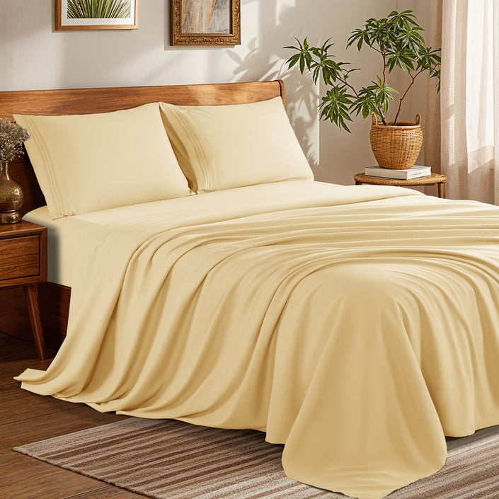 Microfiber 1800 TC Sheet Set - 4 Pieces New Size