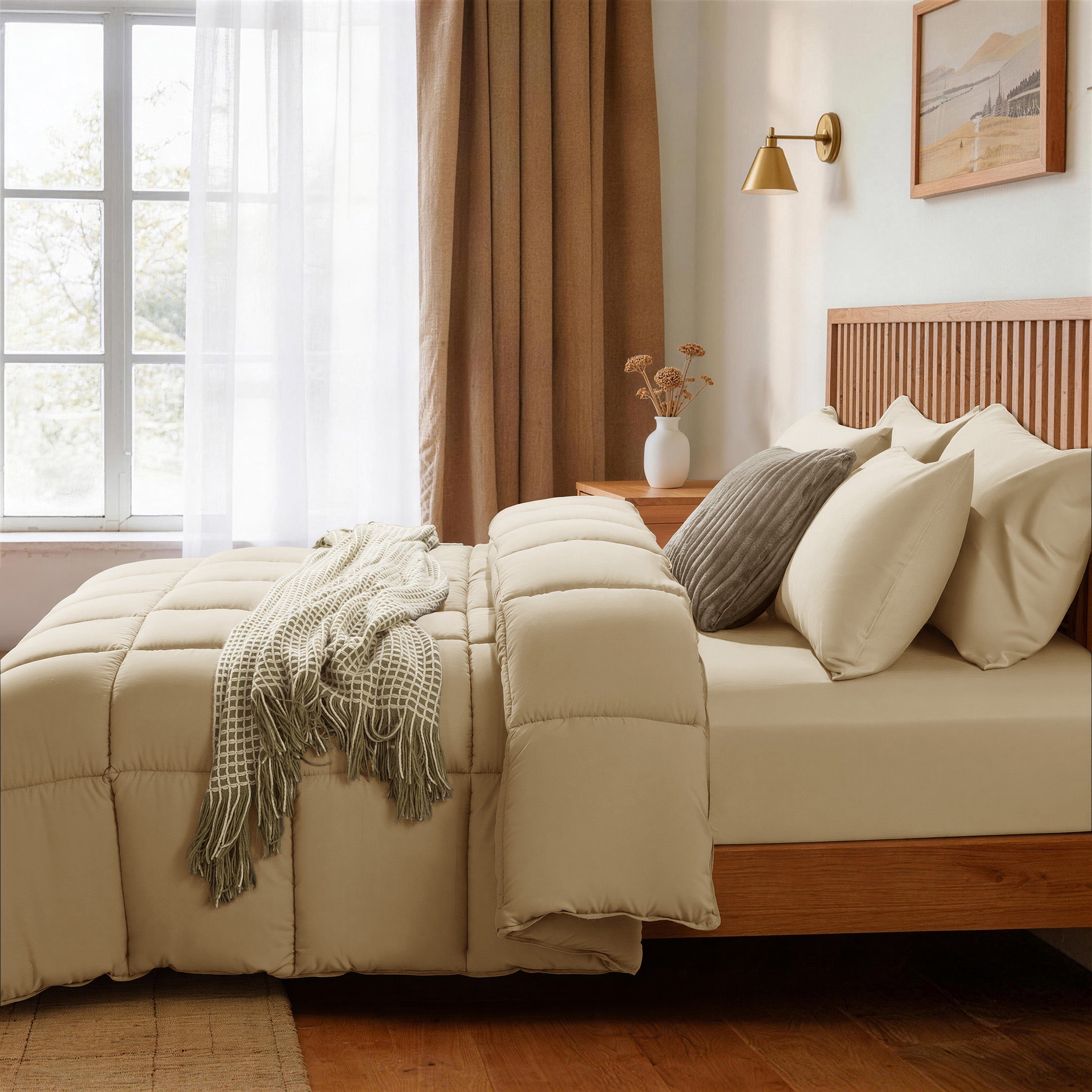 Down Alternative Comforter – All Season Quilted Microfiber, Soft Lightweight Bedding