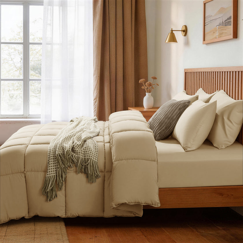 Down Alternative Comforter – All Season Quilted Microfiber, Soft Lightweight Bedding