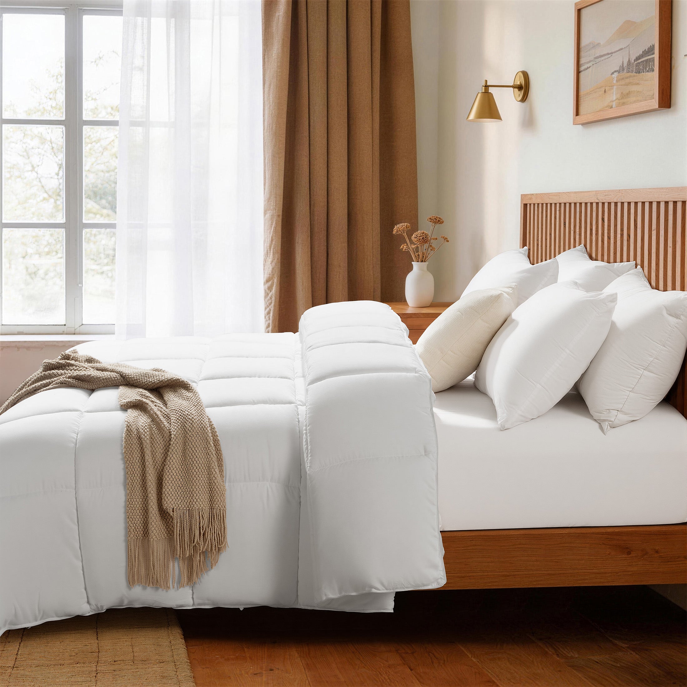 Down Alternative Comforter – All Season Quilted Microfiber, Soft Lightweight Bedding