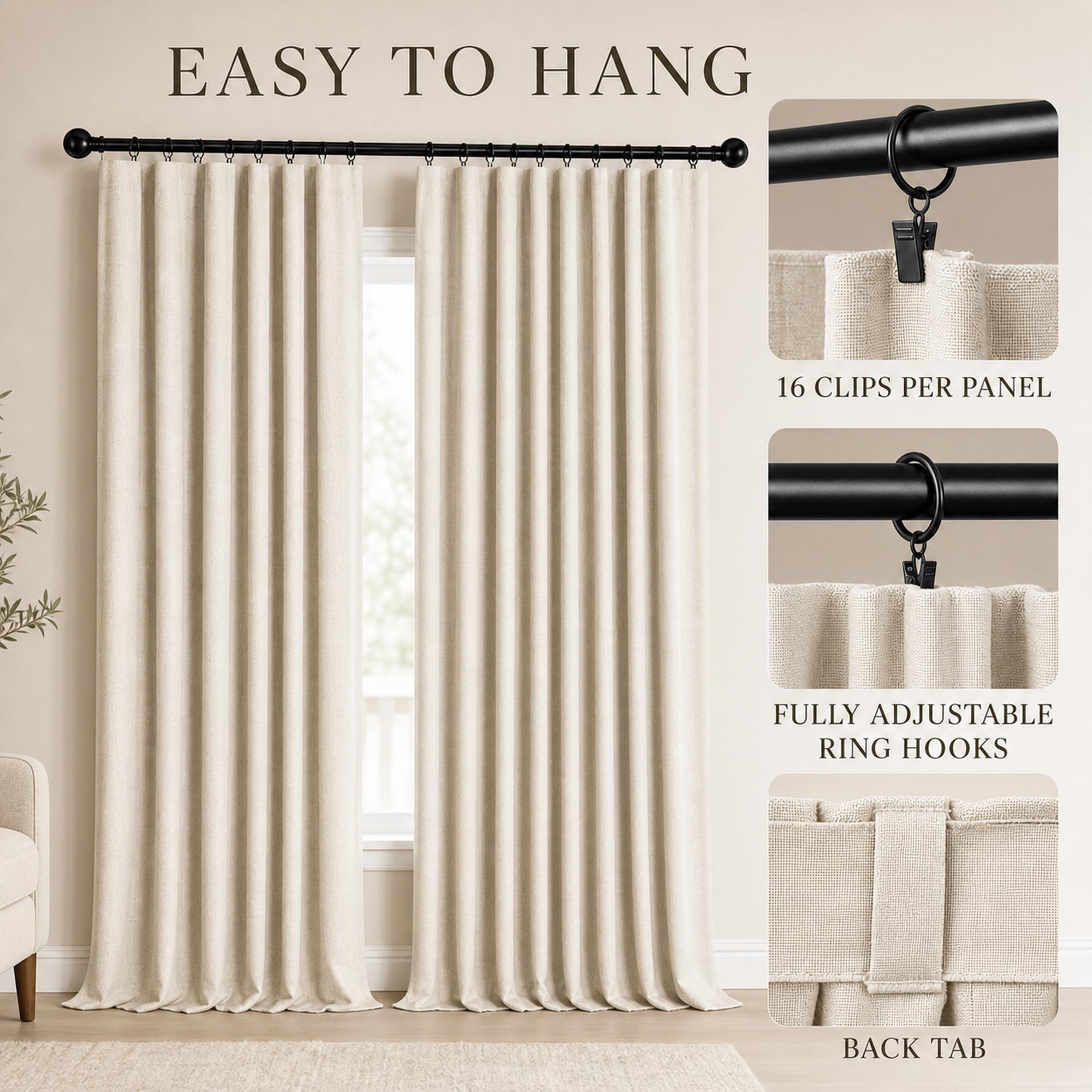 Linen Blend Full Blackout Curtains