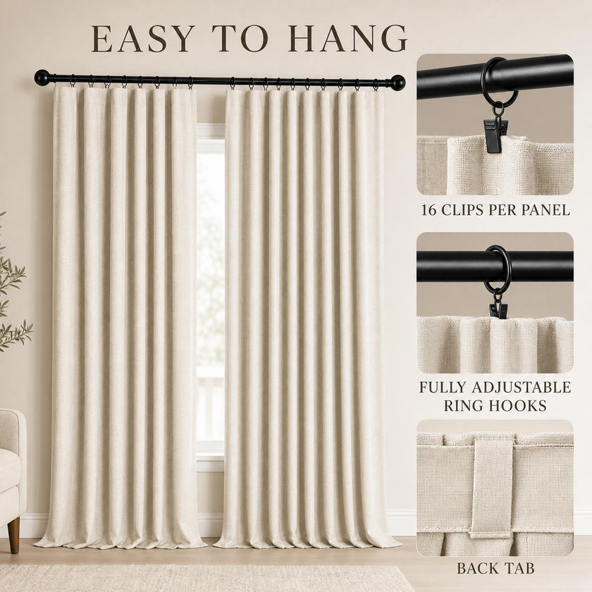 Linen Blend Full Blackout Curtains