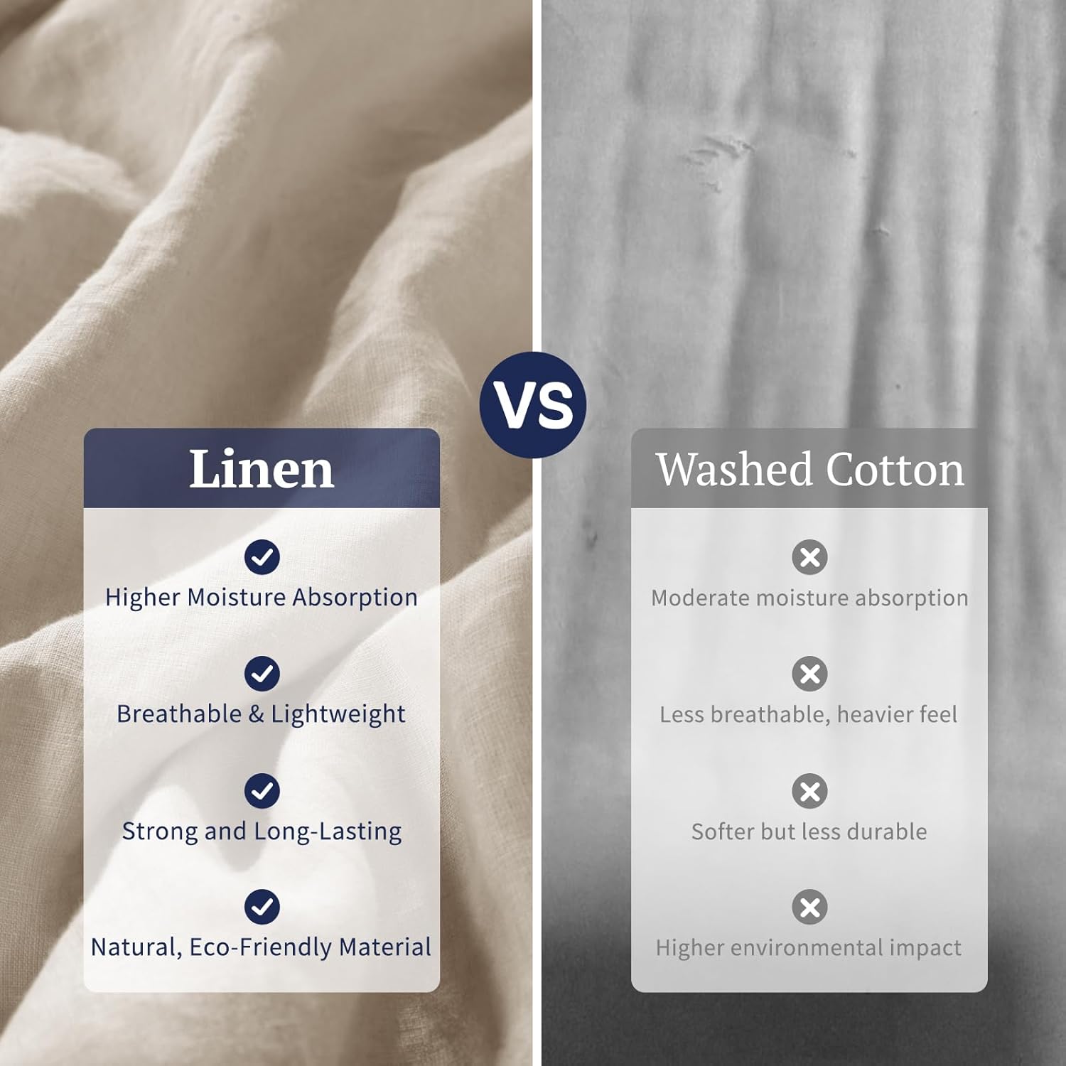 Natural Linen Duvet Cover Set 3PC