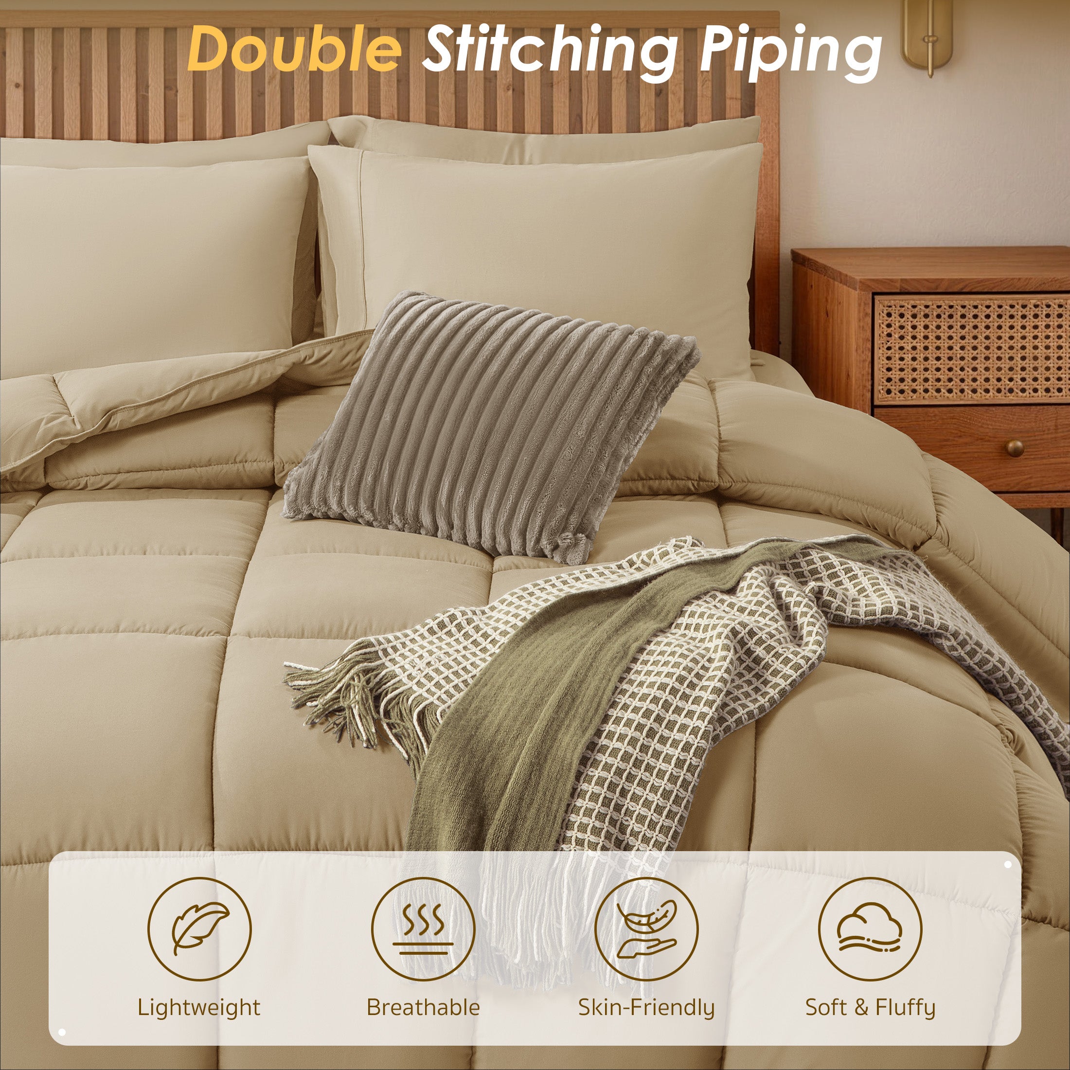 Down Alternative Comforter – All Season Quilted Microfiber, Soft Lightweight Bedding