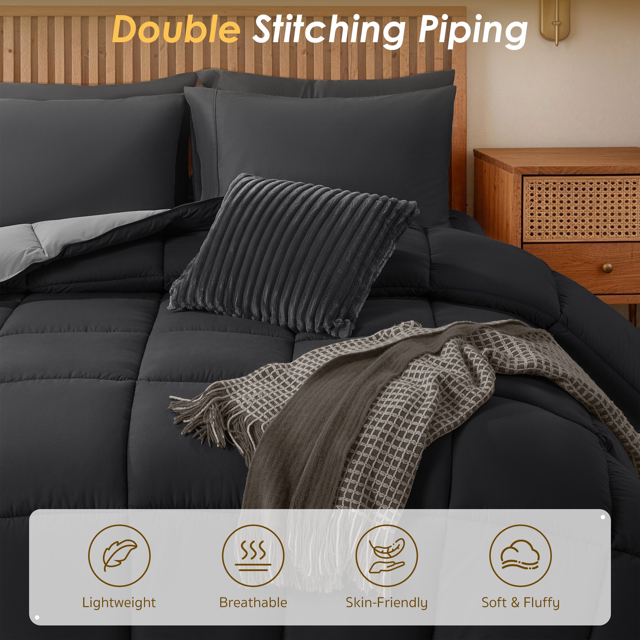 Down Alternative Comforter – All Season Quilted Microfiber, Soft Lightweight Bedding