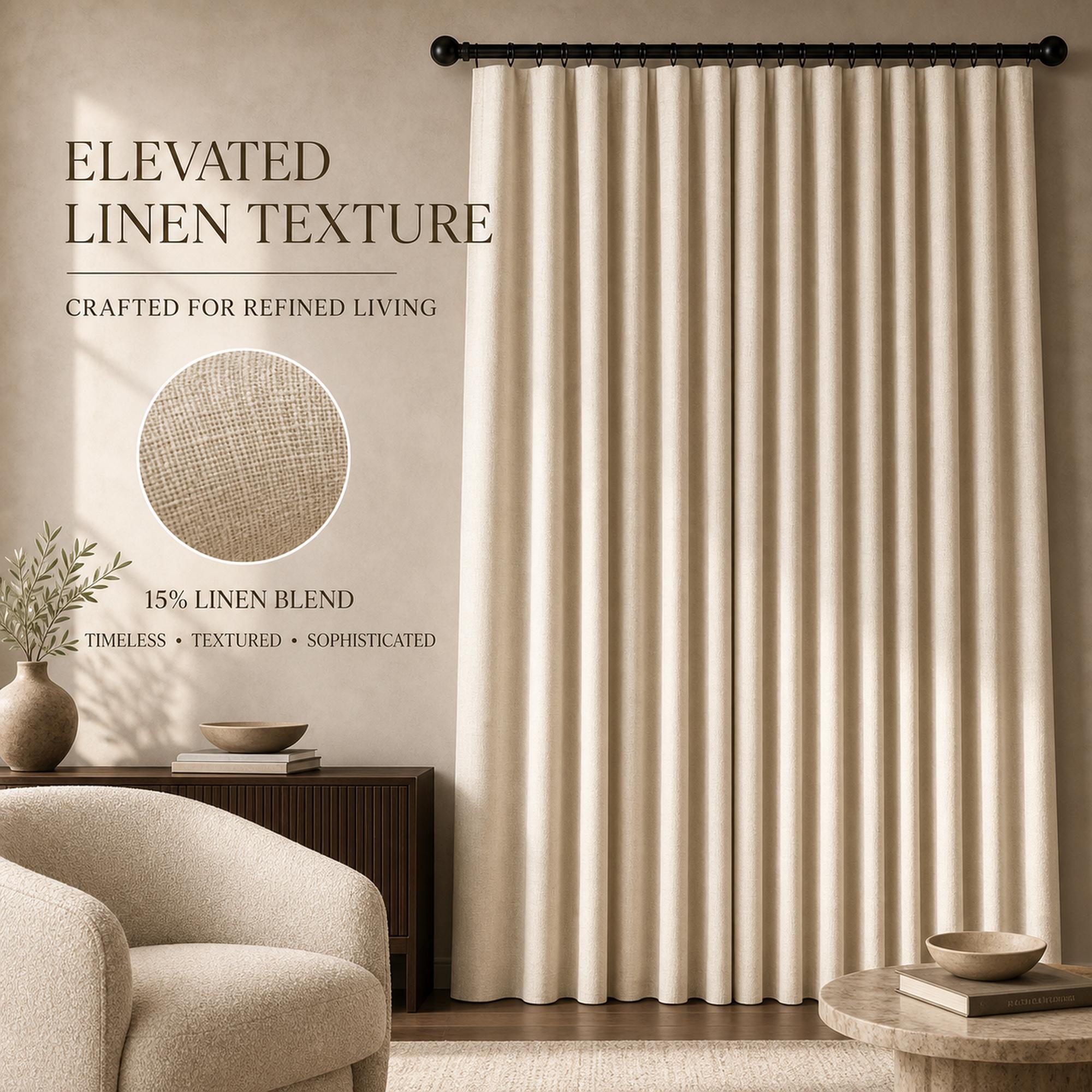 Linen Blend Full Blackout Curtains