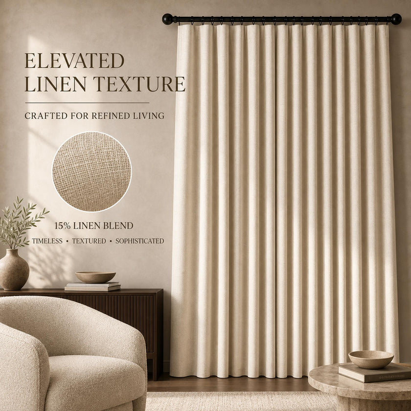 Linen Blend Full Blackout Curtains