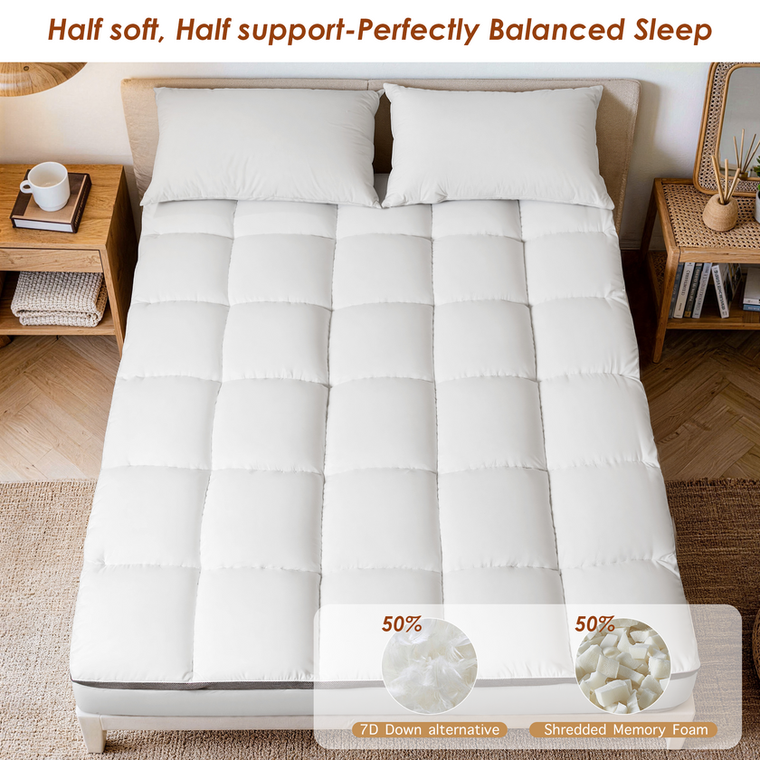 Breathable Plush Shredded Memory Foam Mattress Topper