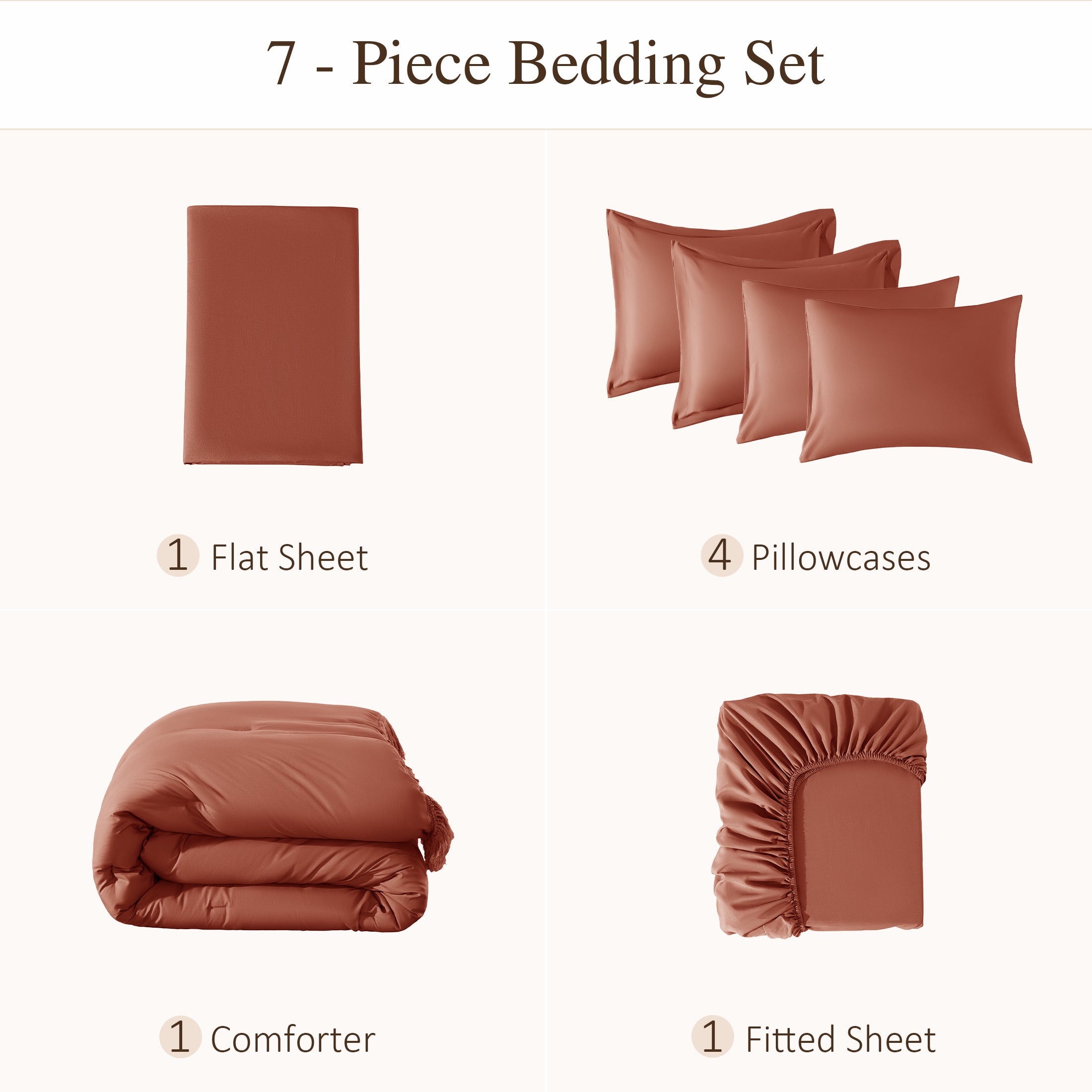 7 Pieces Tassels Boho Comforter Set