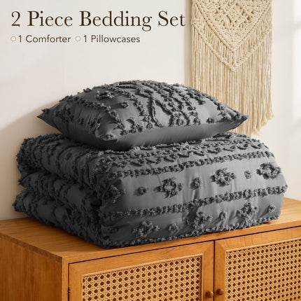 3 Piece Tufted Boho Comforter Set