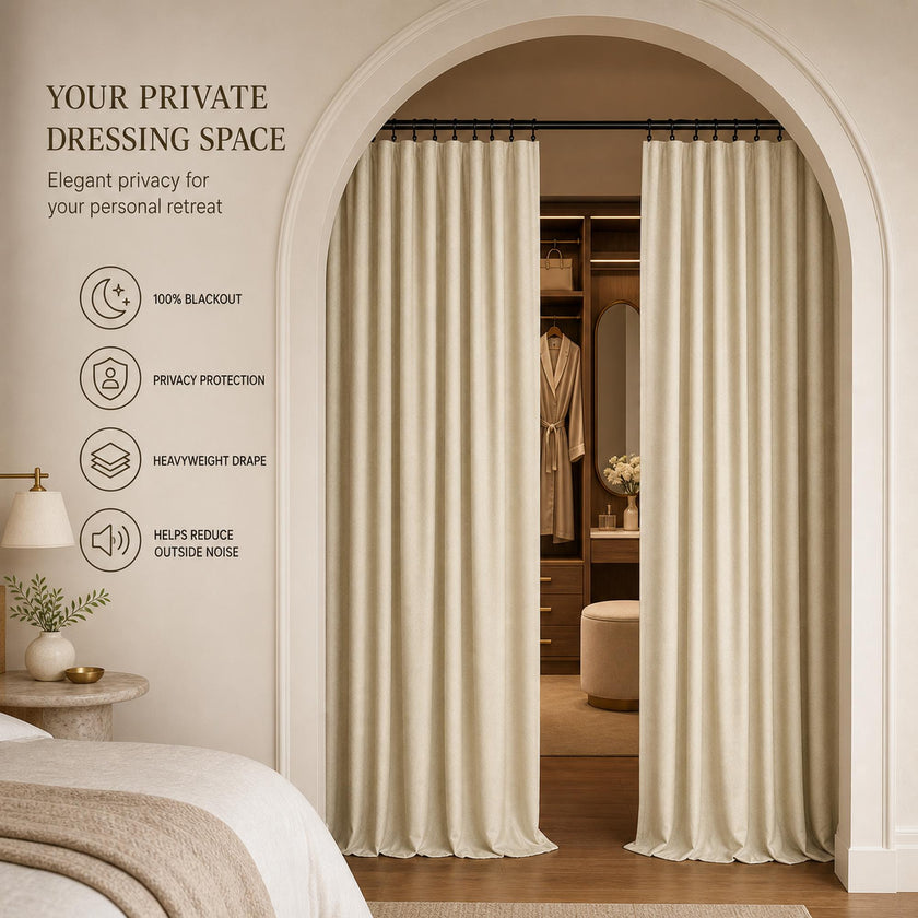 Linen Blend Full Blackout Curtains