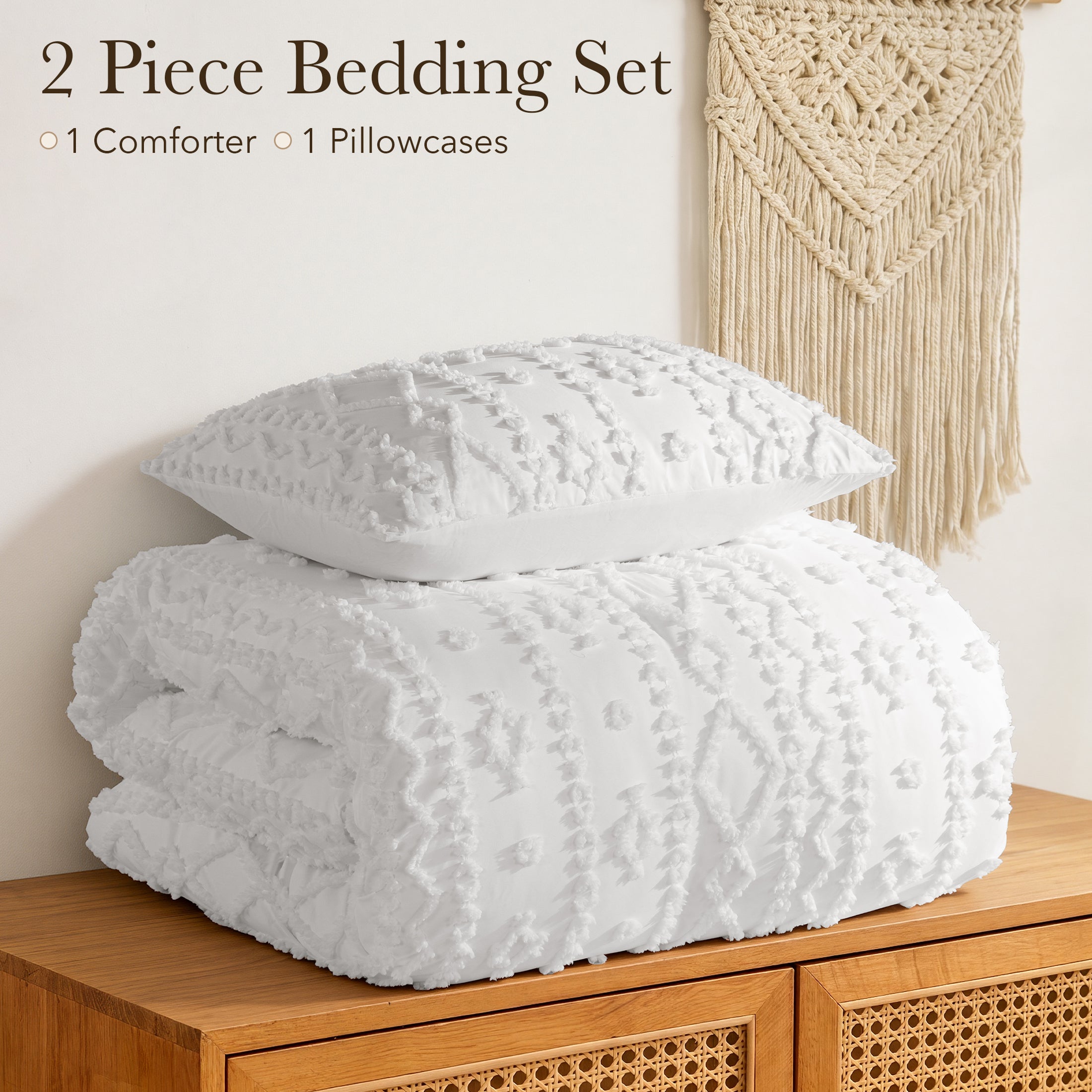 3 Piece Tufted Boho Comforter Set