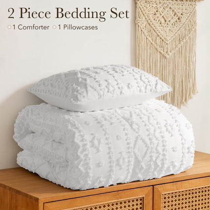 3 Piece Tufted Boho Comforter Set