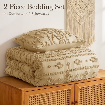 3 Piece Tufted Boho Comforter Set
