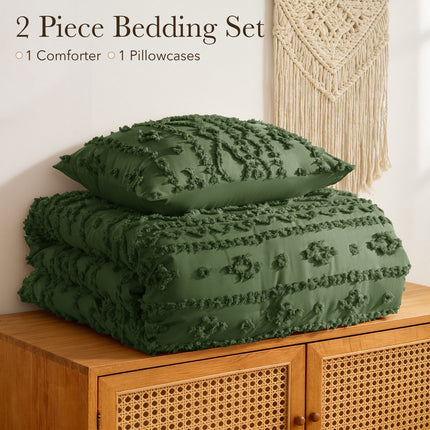 3 Piece Tufted Boho Comforter Set