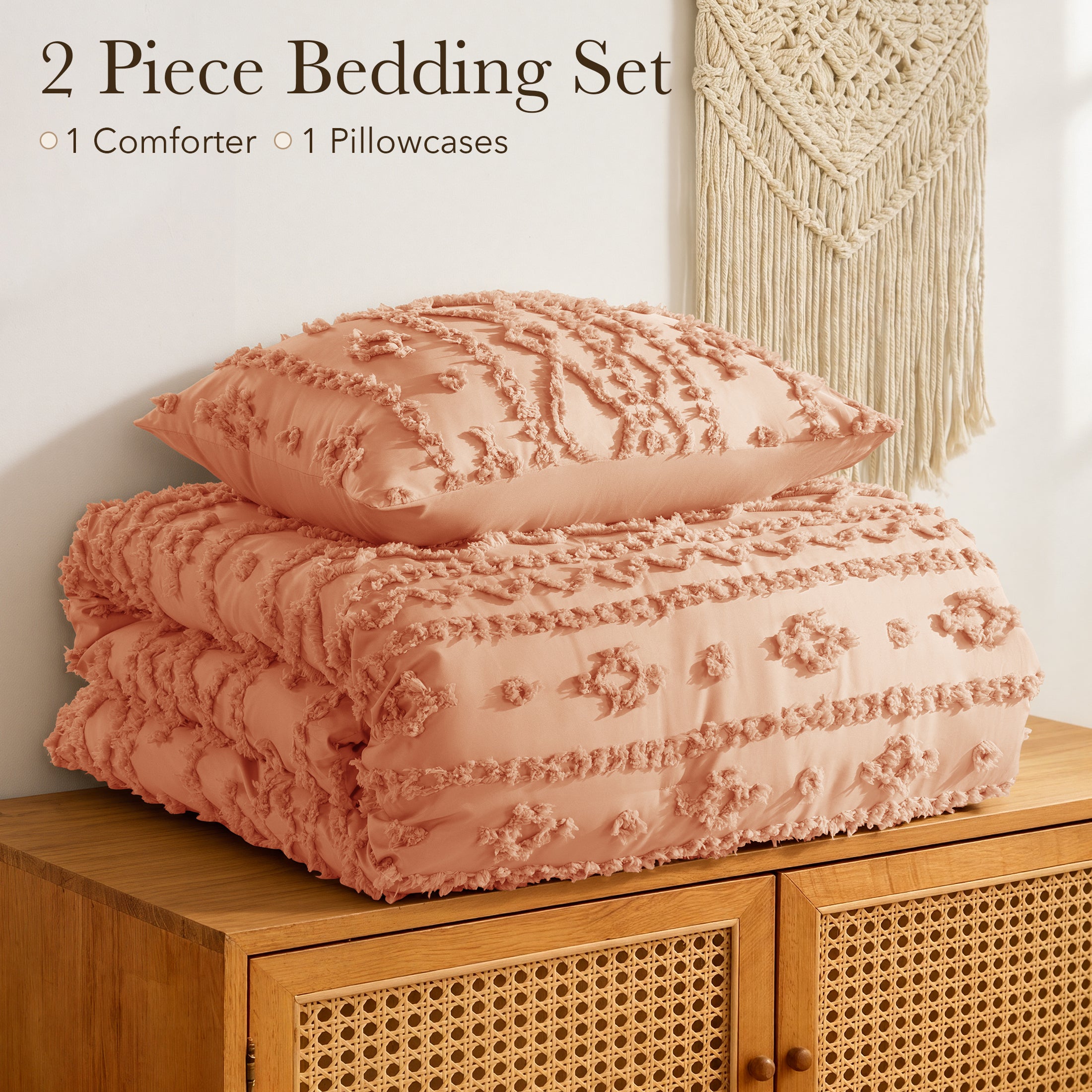 3 Piece Tufted Boho Comforter Set