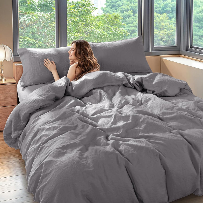 Natural Linen Duvet Cover Set 3PC